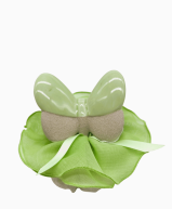 Farfalla verde con sacchetto in lino e organza