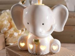 bomboniera battesimo elefantino con luce led e cuore dorato